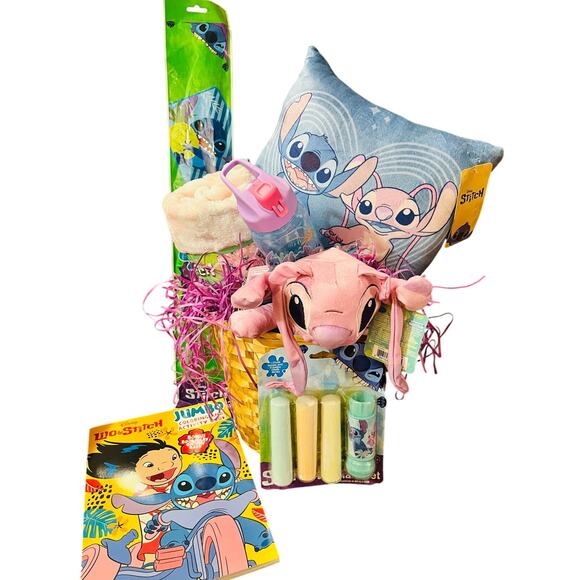 Stitch and Angel adorable bundle 40*50 baby throw Matching pillow Angel plush